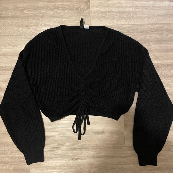 Divided Black Tie Up Knitted Sweater, XS - Picture 1 of 2